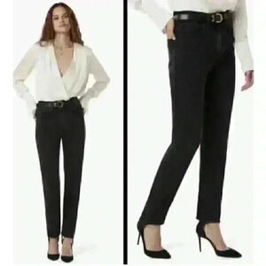 Favorite Daughter NWT High Rise Straight Leg Storm Black Jeans Stirrup Size 24